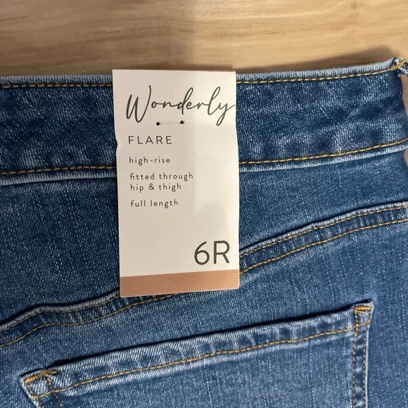 Wonderly Dark Blue Flare Jeans Women Size 6R - Picture 3 of 14